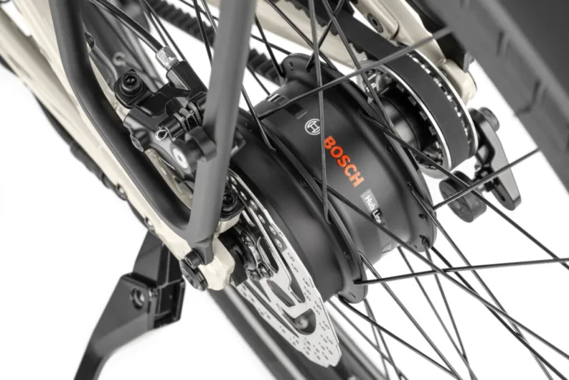 Détail du moteur Bosch Hub Line dans le moyeu arrière du Lundi 27