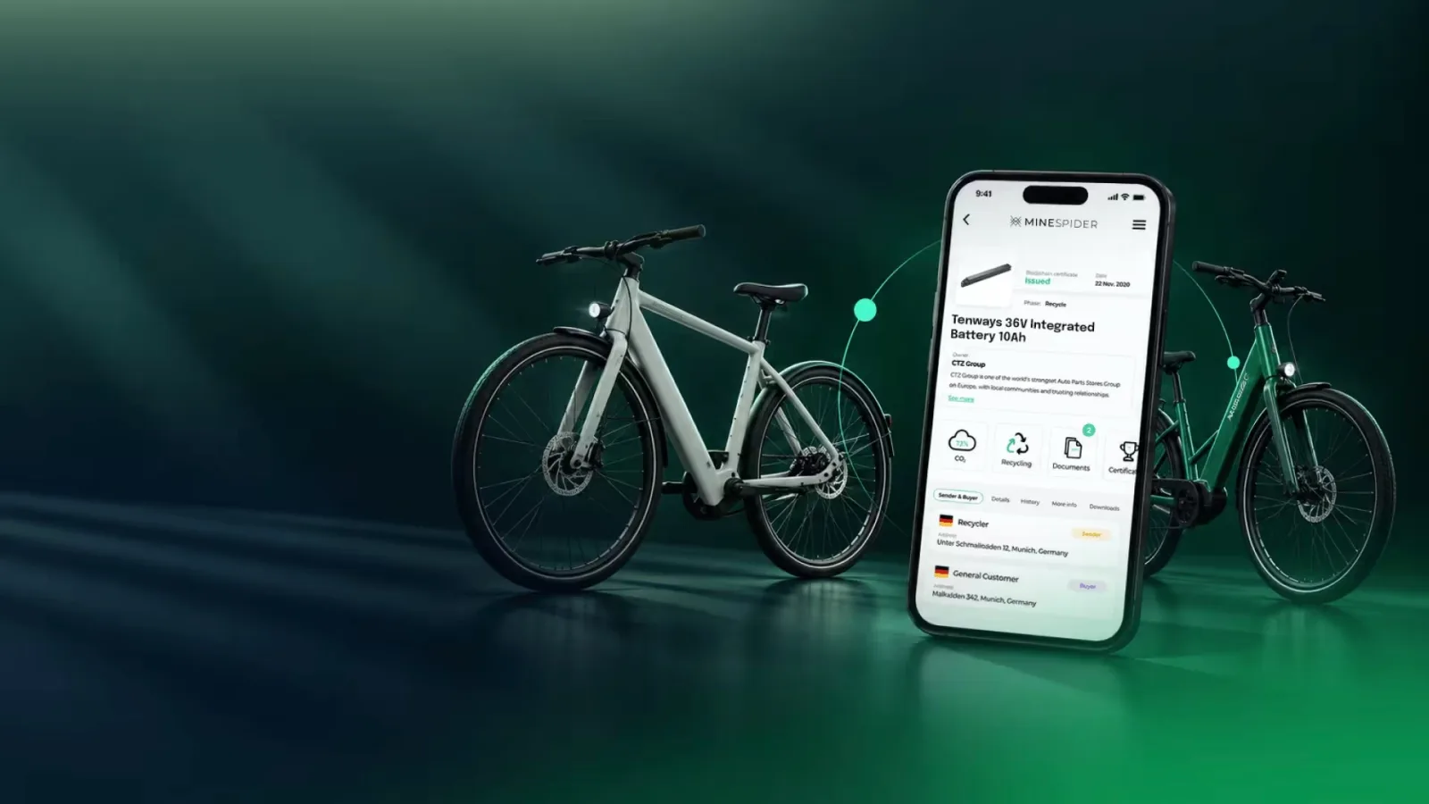 Batterie de vélo électrique Tenways avec QR code de passeport numérique européen