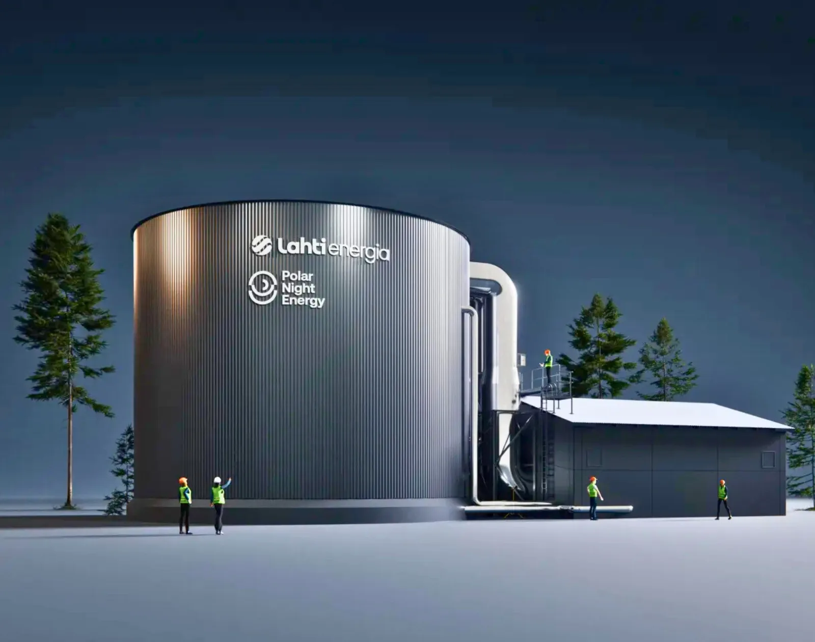 Rendu de la future batterie de sable de Polar Night Energy à Vääksy, en Finlande