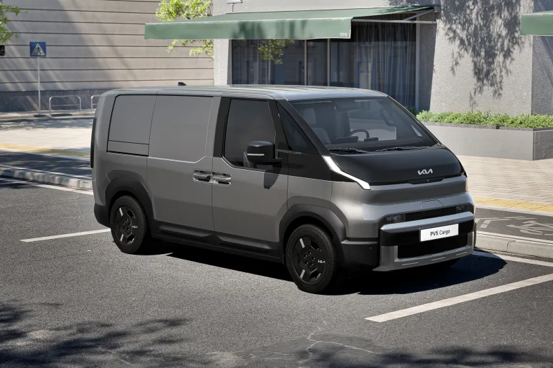 Kia PV5 Cargo vu de l'extérieur, utilitaire électrique