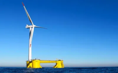Éolienne flottante en mer au large de Leucate